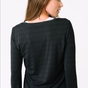 Zyia Black Subtle Striped Long Sleeve NWT Small